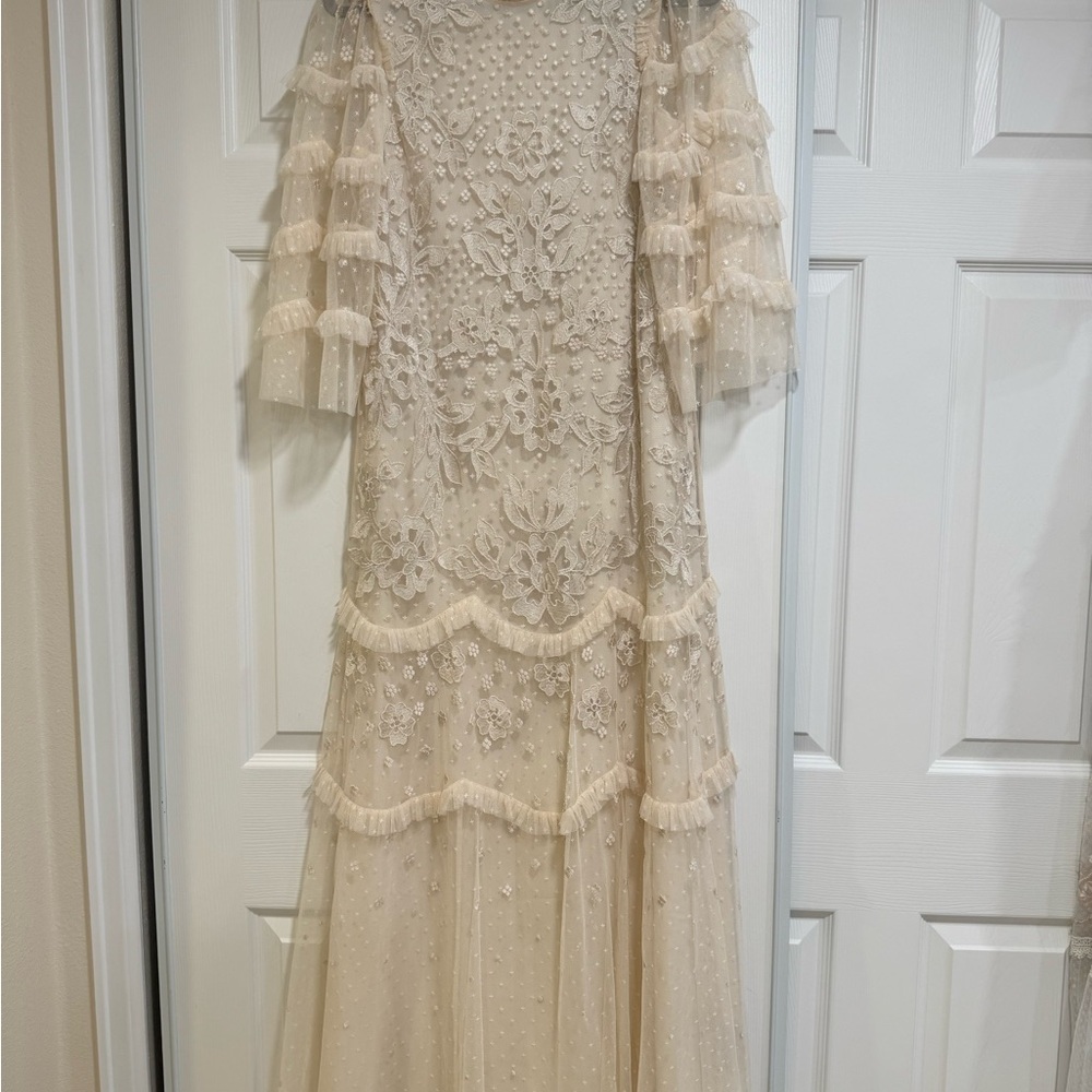 Needle & Thread Elegant Cream Lace Gown